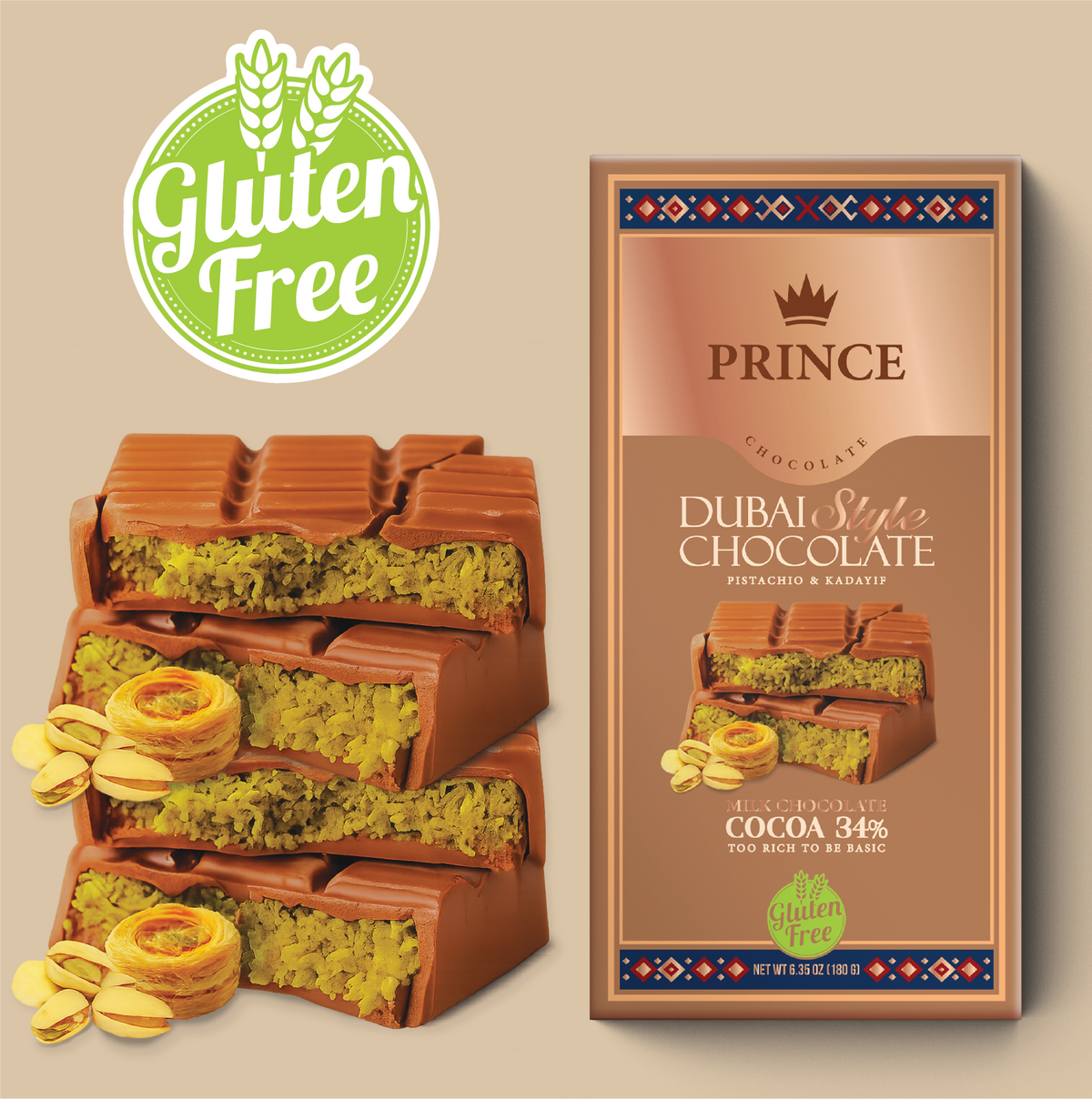 Prince Dubai Chocolate Style "Milk" 180 grams