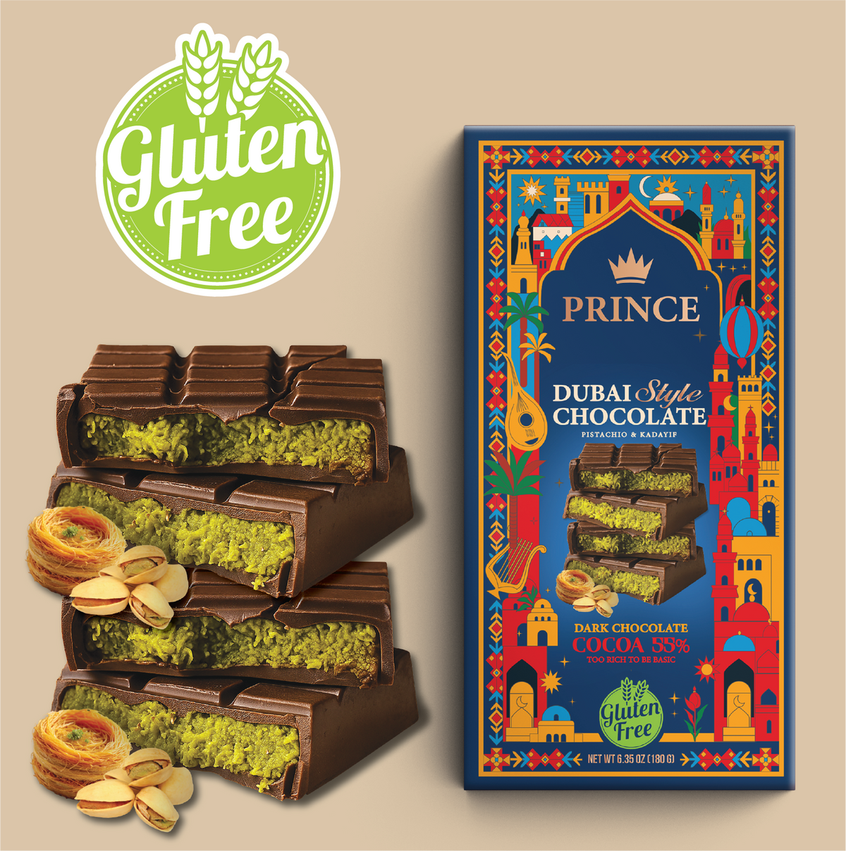 Prince Dubai Chocolate Style "Dark" 180 Grams