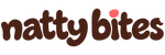 Natty Bites logo in playful cocoa lettering with a coral dot and bite detail
